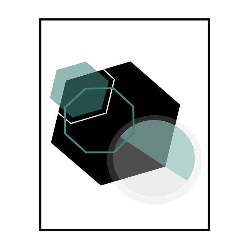 Modern Geometry Polygon Canvas Art Black and Green Textured Wall Decor for Bedroom Clearhalo 'Art Gallery' 'Canvas Art' 'Contemporary Art Gallery' 'Modern' Arts' 1764960