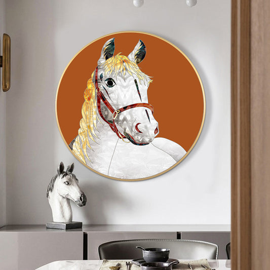 Intelligent Horse Wall Art Decor Orange Modern Style Wrapped Canvas for Dining Room Orange Clearhalo 'Art Gallery' 'Canvas Art' 'Contemporary Art Gallery' 'Modern' Arts' 1765053