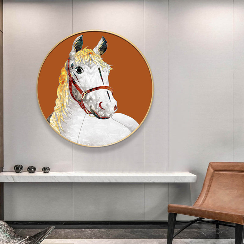 Intelligent Horse Wall Art Decor Orange Modern Style Wrapped Canvas for Dining Room Clearhalo 'Art Gallery' 'Canvas Art' 'Contemporary Art Gallery' 'Modern' Arts' 1765054