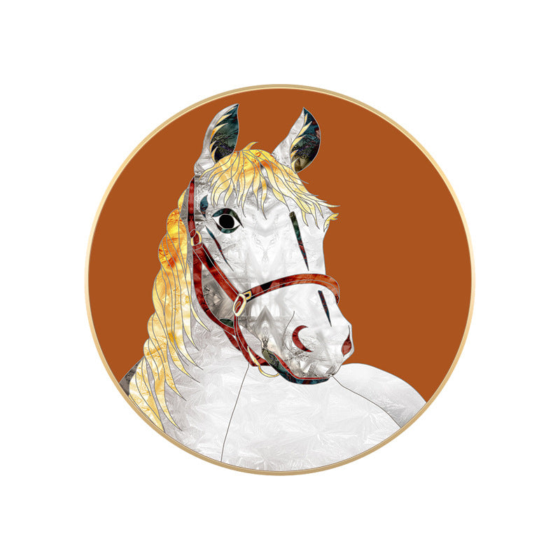 Intelligent Horse Wall Art Decor Orange Modern Style Wrapped Canvas for Dining Room Clearhalo 'Art Gallery' 'Canvas Art' 'Contemporary Art Gallery' 'Modern' Arts' 1765056