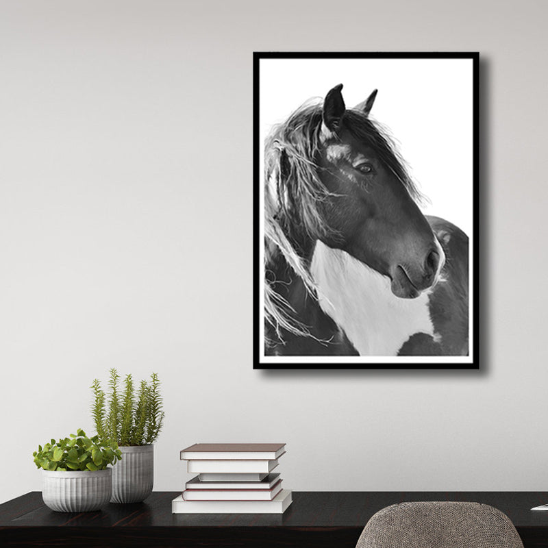 Horse Wall Decor Vintage Style Textured Girls Bedroom Canvas, Multiple Size Options Grey Clearhalo 'Arts' 'Canvas Art' 1765069