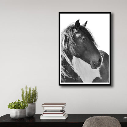 Horse Wall Decor Vintage Style Textured Girls Bedroom Canvas, Multiple Size Options Grey Clearhalo 'Arts' 'Canvas Art' 1765069
