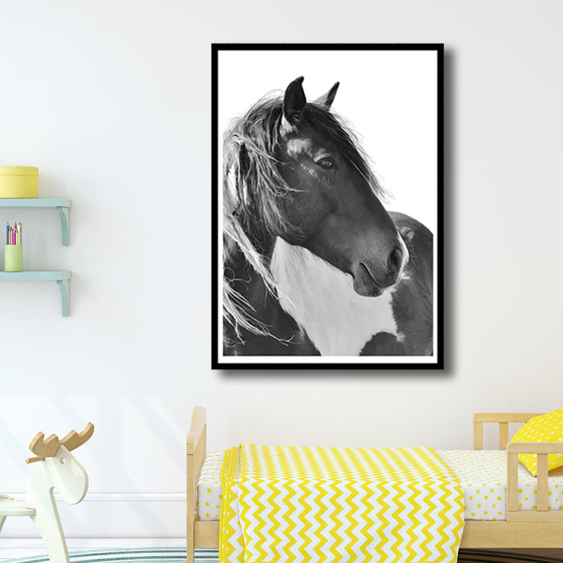 Horse Wall Decor Vintage Style Textured Girls Bedroom Canvas, Multiple Size Options Clearhalo 'Arts' 'Canvas Art' 1765071