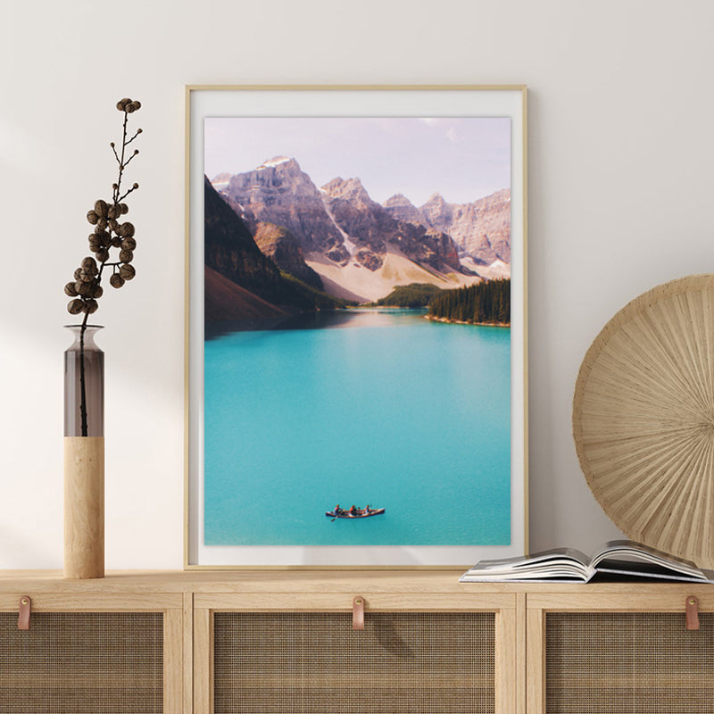 Mountain Lake Nature Scenery Art Print Textured Modern House Interior Wall Decor in Blue Clearhalo 'Art Gallery' 'Canvas Art' 'Contemporary Art Gallery' 'Modern' Arts' 1765091