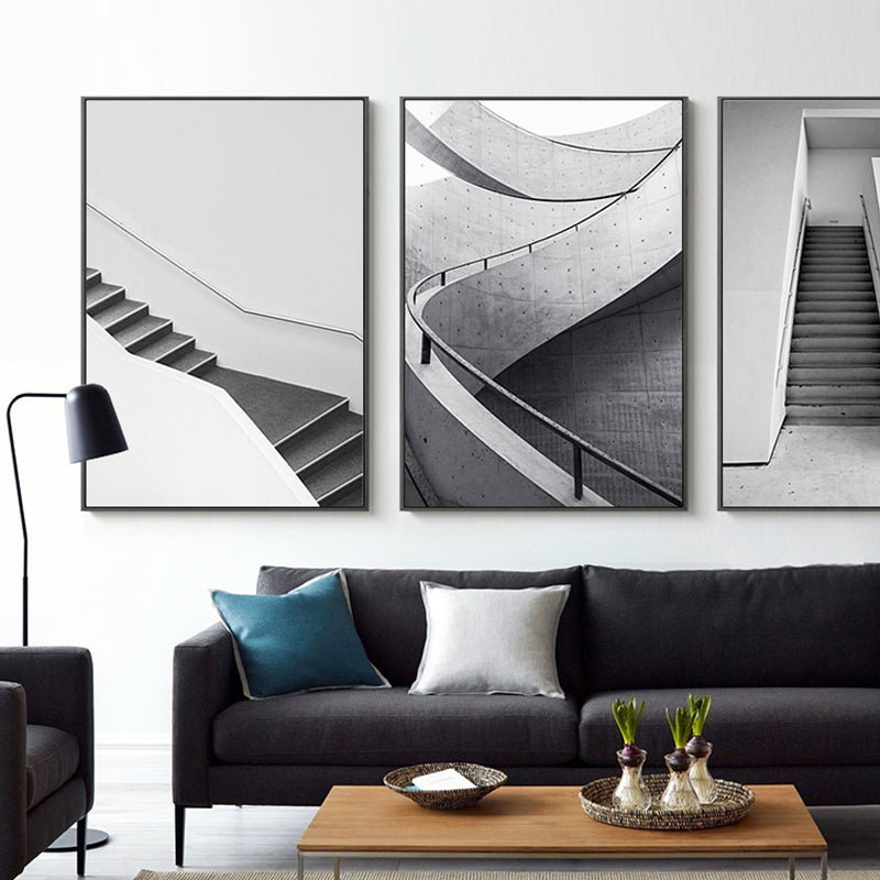 Staircase Wall Art Decor for Living Room in Pastel Color, Multiple Sizes Available Clearhalo 'Arts' 'Canvas Art' 1765104