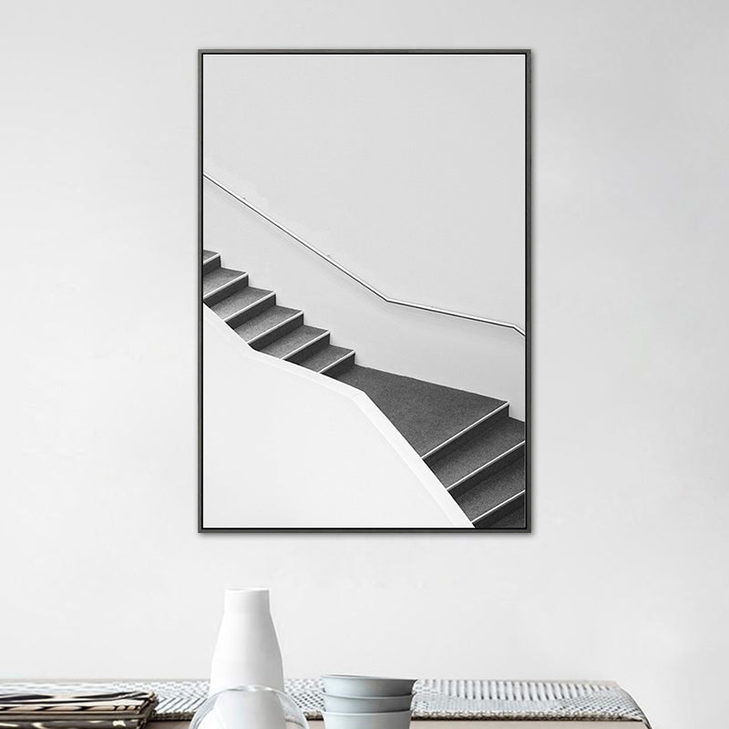 Staircase Wall Art Decor for Living Room in Pastel Color, Multiple Sizes Available Grey Clearhalo 'Arts' 'Canvas Art' 1765105