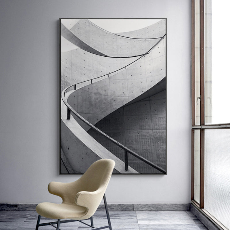 Staircase Wall Art Decor for Living Room in Pastel Color, Multiple Sizes Available Dark Gray Clearhalo 'Arts' 'Canvas Art' 1765112
