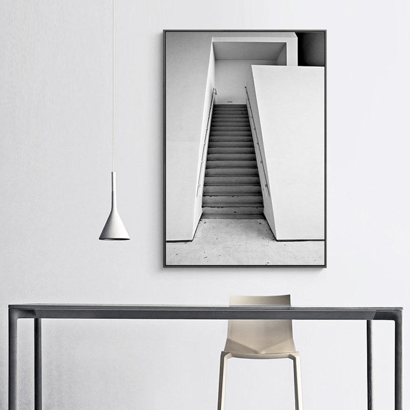 Staircase Wall Art Decor for Living Room in Pastel Color, Multiple Sizes Available Light Gray Clearhalo 'Arts' 'Canvas Art' 1765115