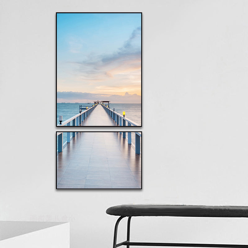 Photographs Seascape Wall Art Print Multi-Piece Modern Bedroom Canvas in Light Color Sky Blue Clearhalo 'Art Gallery' 'Canvas Art' 'Contemporary Art Gallery' 'Modern' Arts' 1765142
