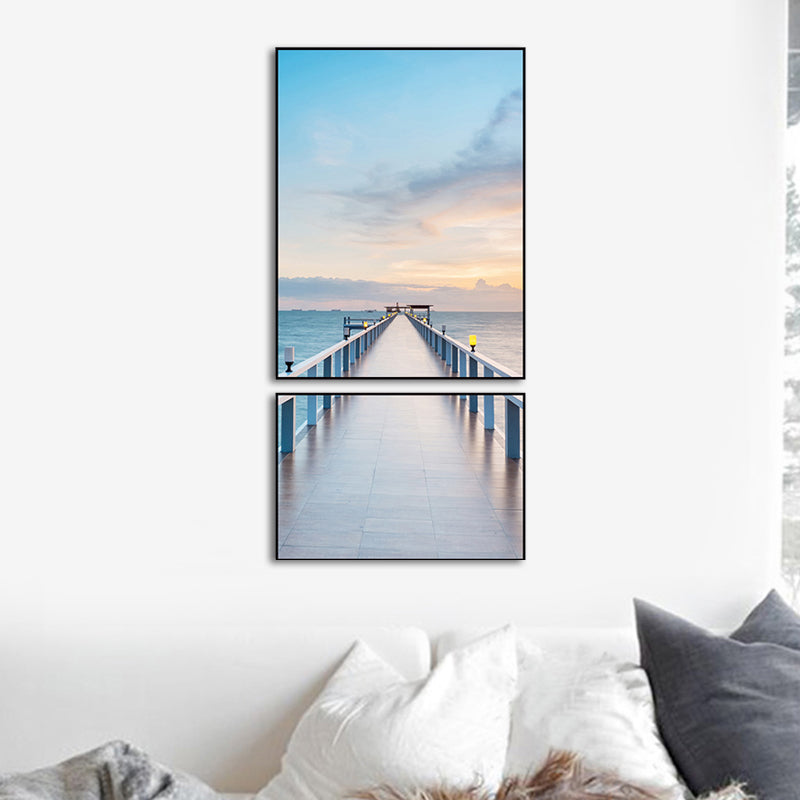 Photographs Seascape Wall Art Print Multi-Piece Modern Bedroom Canvas in Light Color Clearhalo 'Art Gallery' 'Canvas Art' 'Contemporary Art Gallery' 'Modern' Arts' 1765143