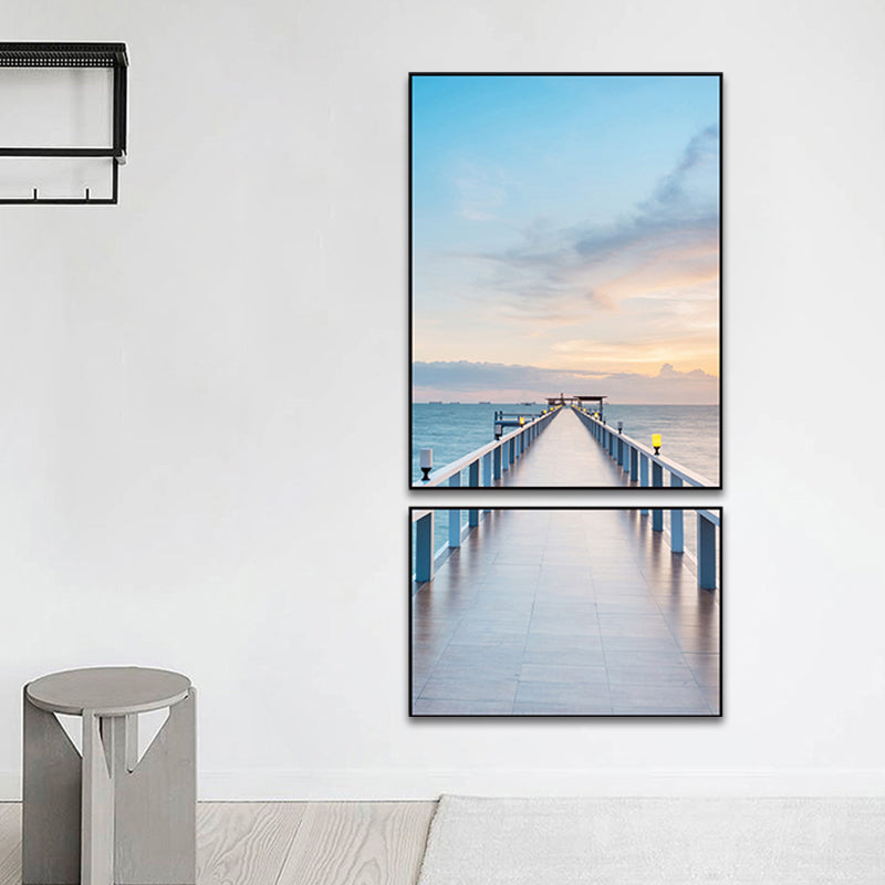 Photographs Seascape Wall Art Print Multi-Piece Modern Bedroom Canvas in Light Color Clearhalo 'Art Gallery' 'Canvas Art' 'Contemporary Art Gallery' 'Modern' Arts' 1765144