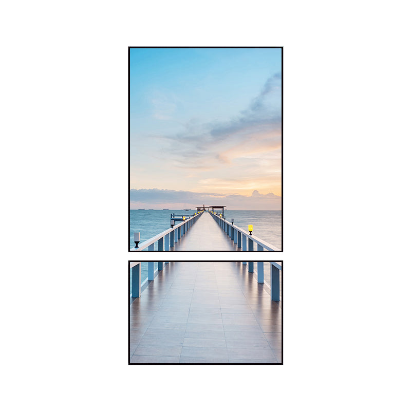 Photographs Seascape Wall Art Print Multi-Piece Modern Bedroom Canvas in Light Color Clearhalo 'Art Gallery' 'Canvas Art' 'Contemporary Art Gallery' 'Modern' Arts' 1765145