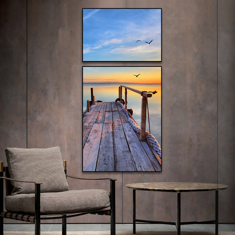 Photographs Seascape Wall Art Print Multi-Piece Modern Bedroom Canvas in Light Color Clearhalo 'Art Gallery' 'Canvas Art' 'Contemporary Art Gallery' 'Modern' Arts' 1765147