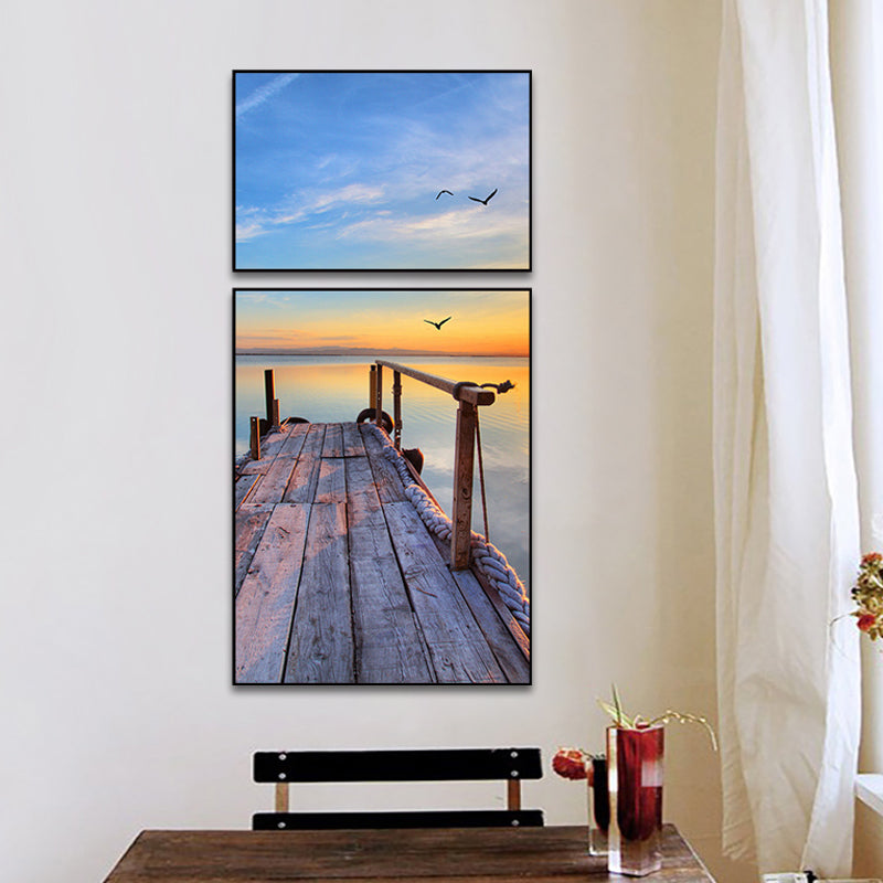 Photographs Seascape Wall Art Print Multi-Piece Modern Bedroom Canvas in Light Color Clearhalo 'Art Gallery' 'Canvas Art' 'Contemporary Art Gallery' 'Modern' Arts' 1765148