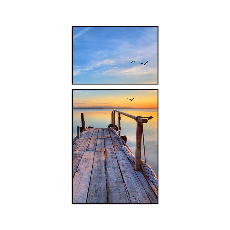 Photographs Seascape Wall Art Print Multi-Piece Modern Bedroom Canvas in Light Color Clearhalo 'Art Gallery' 'Canvas Art' 'Contemporary Art Gallery' 'Modern' Arts' 1765149