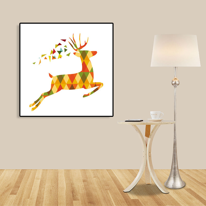 Nordic Deer Canvas Wall Art Family Room Wall Decor in Yellow on White, Multiple Sizes Clearhalo 'Art Gallery' 'Canvas Art' 'Kids' Arts' 1765166