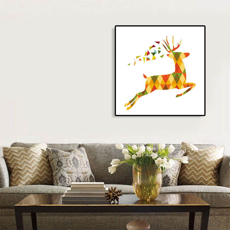 Nordic Deer Canvas Wall Art Family Room Wall Decor in Yellow on White, Multiple Sizes Clearhalo 'Art Gallery' 'Canvas Art' 'Kids' Arts' 1765167