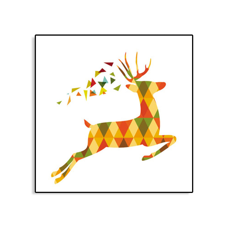 Nordic Deer Canvas Wall Art Family Room Wall Decor in Yellow on White, Multiple Sizes Clearhalo 'Art Gallery' 'Canvas Art' 'Kids' Arts' 1765168