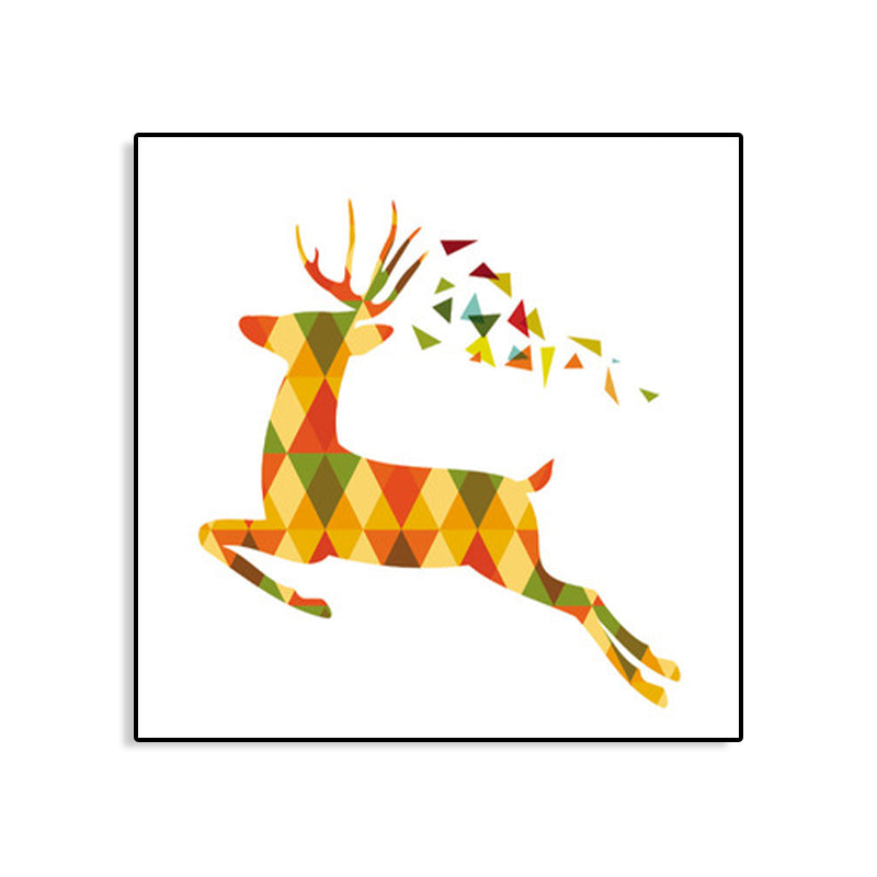 Nordic Deer Canvas Wall Art Family Room Wall Decor in Yellow on White, Multiple Sizes Clearhalo 'Art Gallery' 'Canvas Art' 'Kids' Arts' 1765175