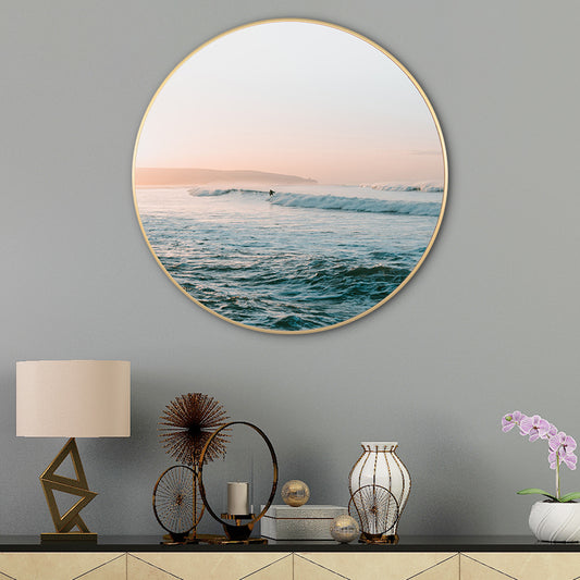 Sea Wave View Canvas Print Blue Tropical Style Painting for Living Room, Multiple Sizes Blue Clearhalo 'Art Gallery' 'Canvas Art' 'Coastal Art Gallery' 'Tropical' Arts' 1765176