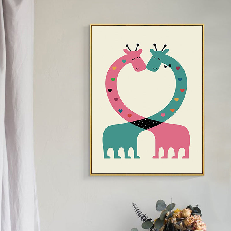 Drawing Print Animal Canvas Art Pastel Color Cartoon Wall Decor for Kids Bedroom Clearhalo 'Art Gallery' 'Canvas Art' 'Kids' Arts' 1765220