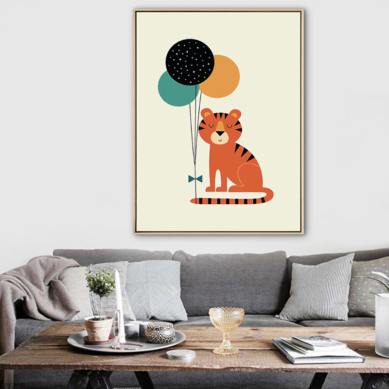 Drawing Print Animal Canvas Art Pastel Color Cartoon Wall Decor for Kids Bedroom Clearhalo 'Art Gallery' 'Canvas Art' 'Kids' Arts' 1765230