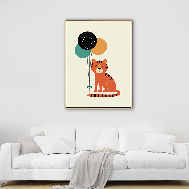 Drawing Print Animal Canvas Art Pastel Color Cartoon Wall Decor for Kids Bedroom Clearhalo 'Art Gallery' 'Canvas Art' 'Kids' Arts' 1765231