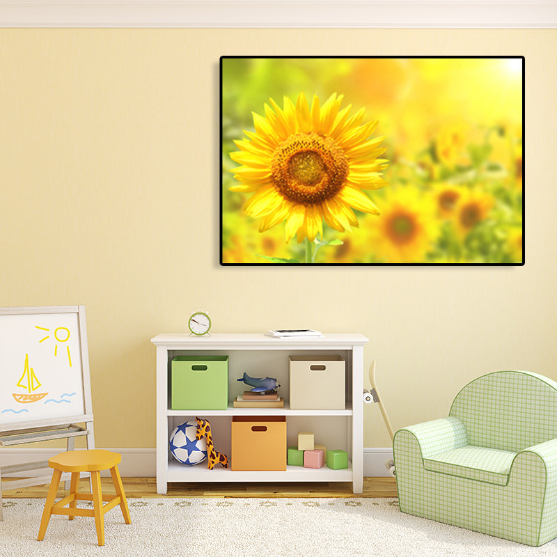 Modern Photographs Sunflower Art Print Bright Textured Wall Decor for Kids Bedroom Clearhalo 'Art Gallery' 'Canvas Art' 'Contemporary Art Gallery' 'Modern' Arts' 1765246
