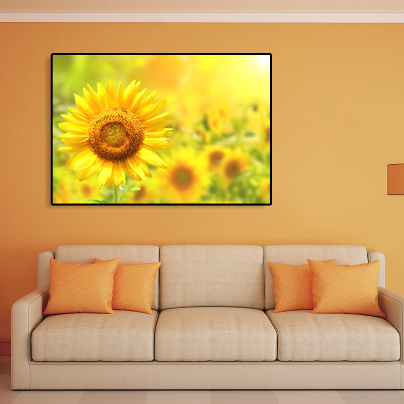 Modern Photographs Sunflower Art Print Bright Textured Wall Decor for Kids Bedroom Clearhalo 'Art Gallery' 'Canvas Art' 'Contemporary Art Gallery' 'Modern' Arts' 1765247