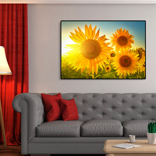Modern Photographs Sunflower Art Print Bright Textured Wall Decor for Kids Bedroom Dark Yellow Clearhalo 'Art Gallery' 'Canvas Art' 'Contemporary Art Gallery' 'Modern' Arts' 1765249