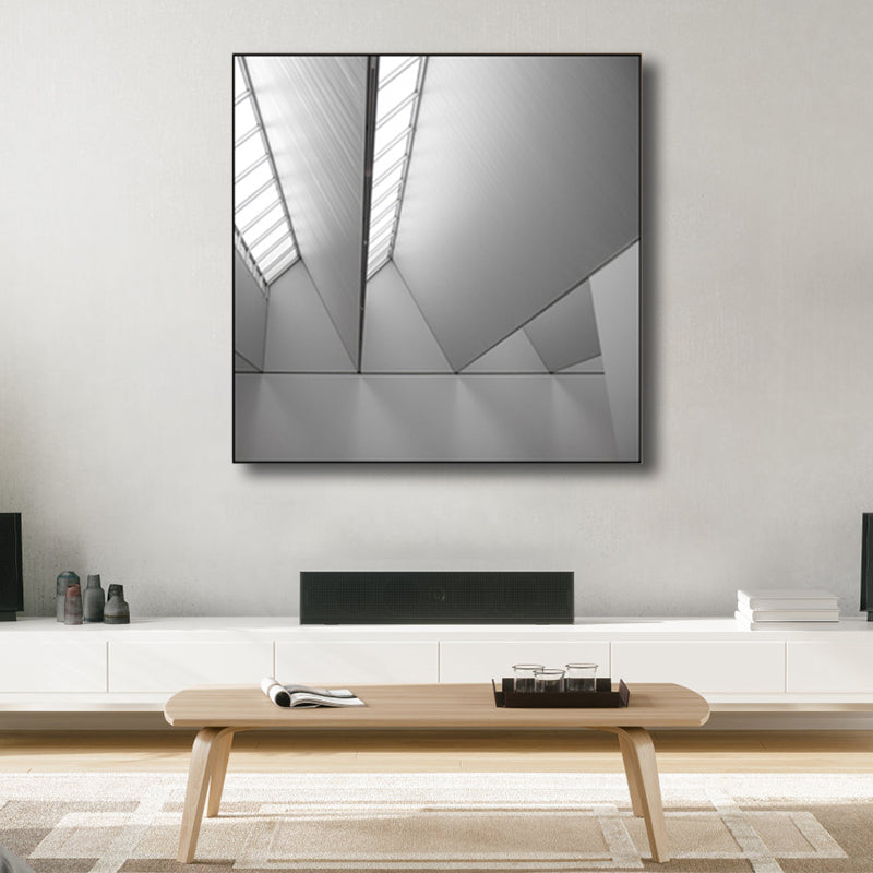 Geometric Canvas Wall Art Minimalist Aesthetics Architecture Wall Decor in White for Home White Clearhalo 'Art Gallery' 'Canvas Art' 'Contemporary Art Gallery' 'Modern' Arts' 1765260