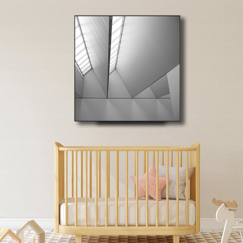 Geometric Canvas Wall Art Minimalist Aesthetics Architecture Wall Decor in White for Home Clearhalo 'Art Gallery' 'Canvas Art' 'Contemporary Art Gallery' 'Modern' Arts' 1765262