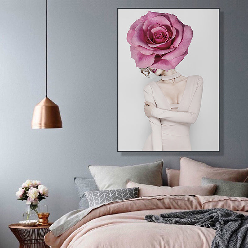 Photography Flower Girl Canvas Print Soft Color Modern Style Painting for Living Room Clearhalo 'Art Gallery' 'Canvas Art' 'Contemporary Art Gallery' 'Modern' Arts' 1765284