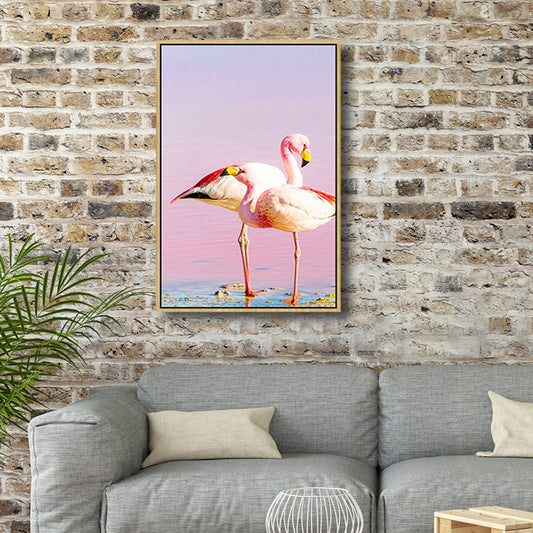 Flamingos Canvas Print Pink Childrens'Art Wall Decor for Dining Room, Multiple Sizes Pink Clearhalo 'Art Gallery' 'Canvas Art' 'Kids' Arts' 1765312