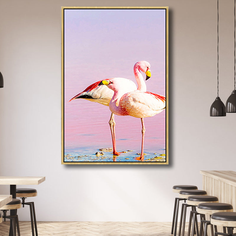 Flamingos Canvas Print Pink Childrens'Art Wall Decor for Dining Room, Multiple Sizes Clearhalo 'Art Gallery' 'Canvas Art' 'Kids' Arts' 1765313