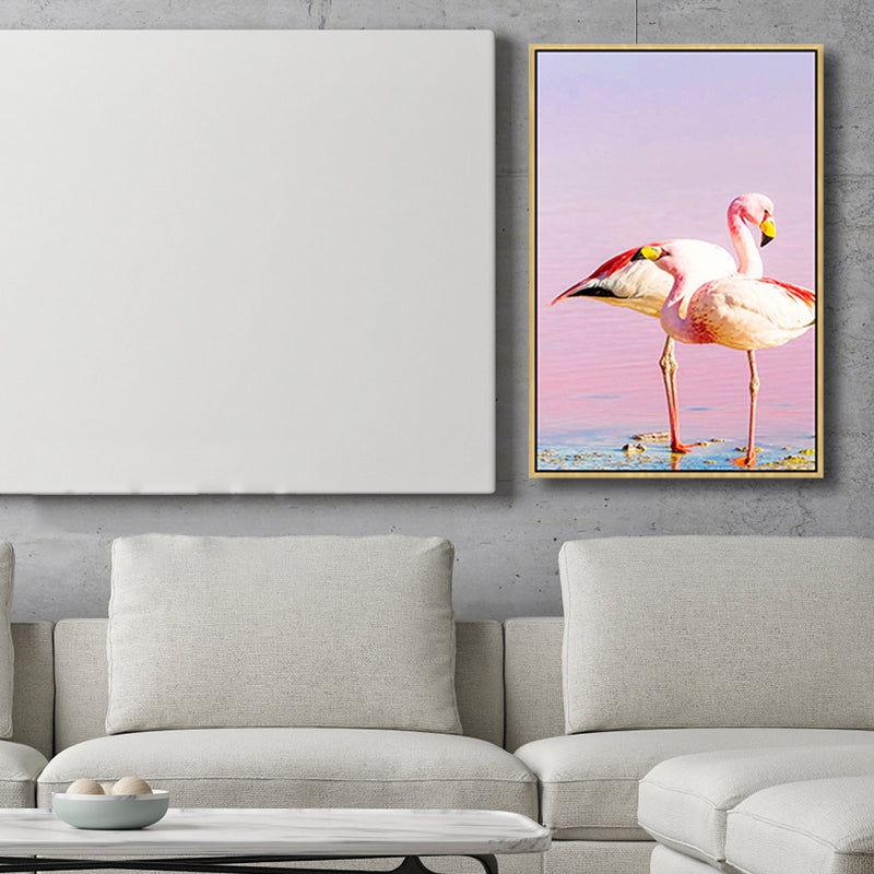 Flamingos Canvas Print Pink Childrens'Art Wall Decor for Dining Room, Multiple Sizes Clearhalo 'Art Gallery' 'Canvas Art' 'Kids' Arts' 1765314