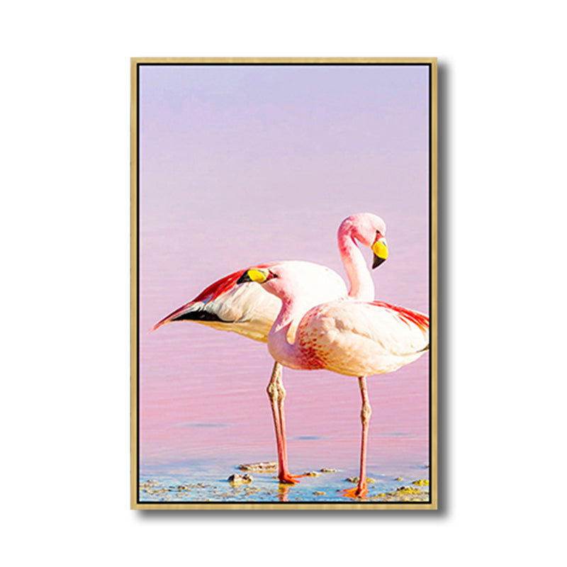 Flamingos Canvas Print Pink Childrens'Art Wall Decor for Dining Room, Multiple Sizes Clearhalo 'Art Gallery' 'Canvas Art' 'Kids' Arts' 1765315