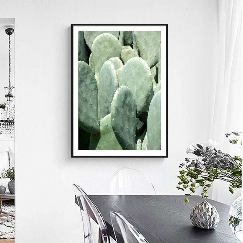 Cactus Painting Soft Color Canvas Wall Art Print Textured, Multiple Sizes Options Light Green Clearhalo 'Art Gallery' 'Canvas Art' 'Coastal Art Gallery' 'Tropical' Arts' 1765320