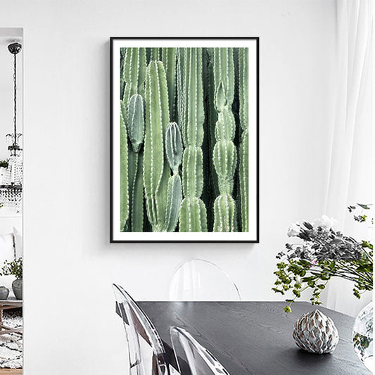 Cactus Painting Soft Color Canvas Wall Art Print Textured, Multiple Sizes Options Dark Green Clearhalo 'Art Gallery' 'Canvas Art' 'Coastal Art Gallery' 'Tropical' Arts' 1765326