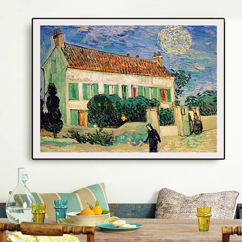 Textured Countryside Wall Art Decor Canvas Impressionism Painting for Living Room Blue Clearhalo 'Arts' 'Canvas Art' 1765341