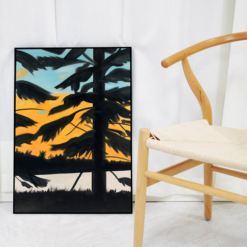 Nordic Plant Wall Art Decor Yellow Illustration Tree Shadow Canvas Print for Home Yellow Clearhalo 'Arts' 'Canvas Art' 1765378