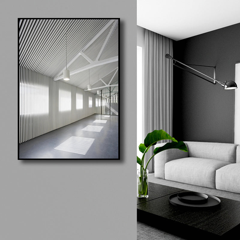 Photographic Room Interior View Canvas Modern Minimal Architecture Wall Art in White Clearhalo 'Art Gallery' 'Canvas Art' 'Contemporary Art Gallery' 'Modern' Arts' 1765386