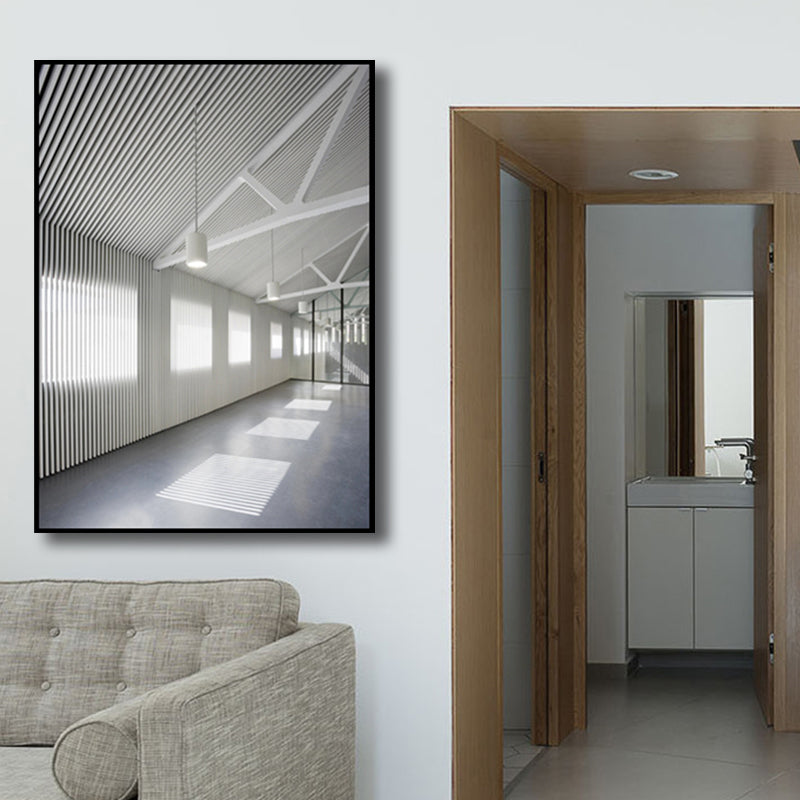 Photographic Room Interior View Canvas Modern Minimal Architecture Wall Art in White Clearhalo 'Art Gallery' 'Canvas Art' 'Contemporary Art Gallery' 'Modern' Arts' 1765387