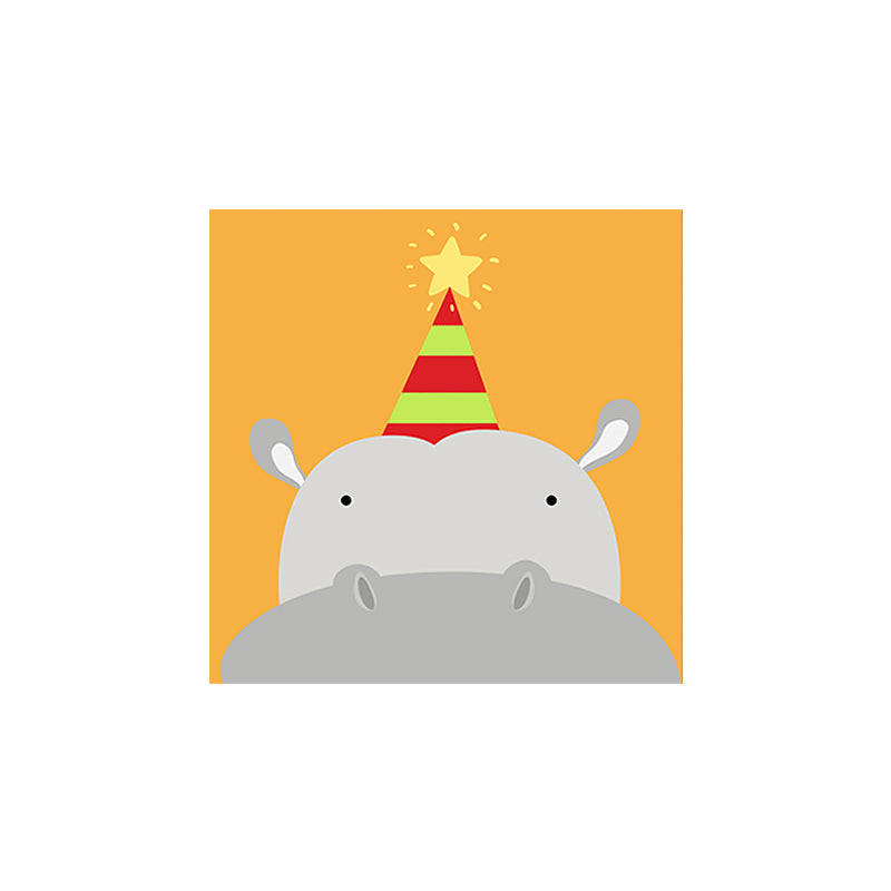 Soft Color Cartoon Canvas Print Illustration Animal and Food Wall Art for Nursery Clearhalo 'Art Gallery' 'Canvas Art' 'Kids' Arts' 1765433