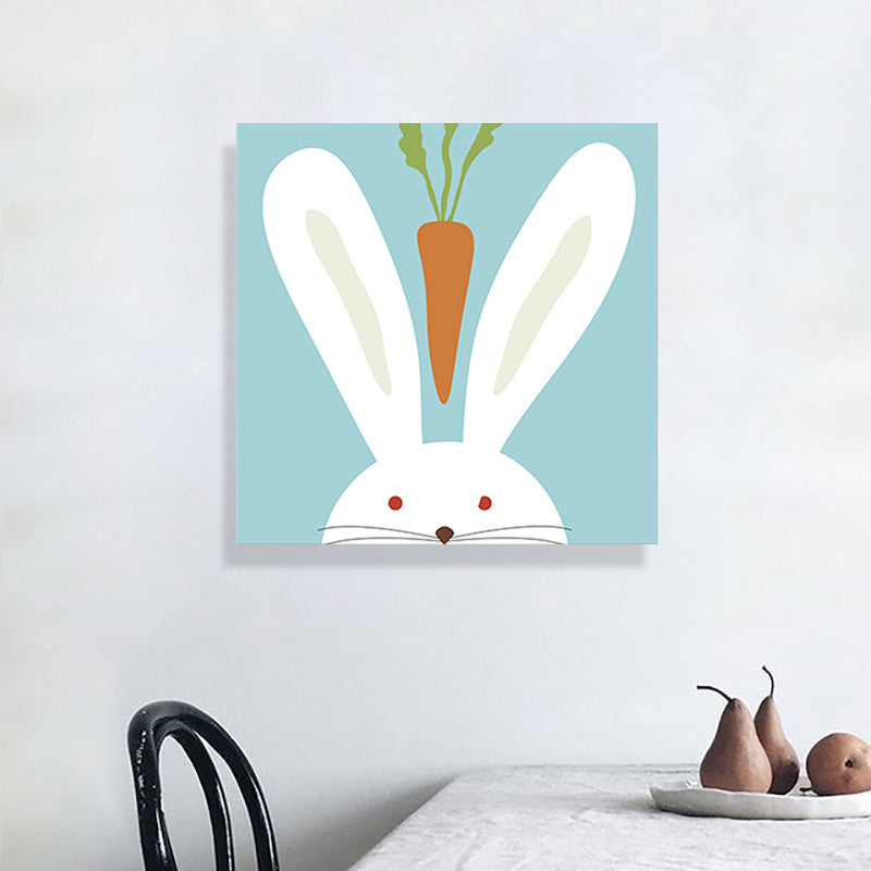 Soft Color Cartoon Canvas Print Illustration Animal and Food Wall Art for Nursery Clearhalo 'Art Gallery' 'Canvas Art' 'Kids' Arts' 1765441