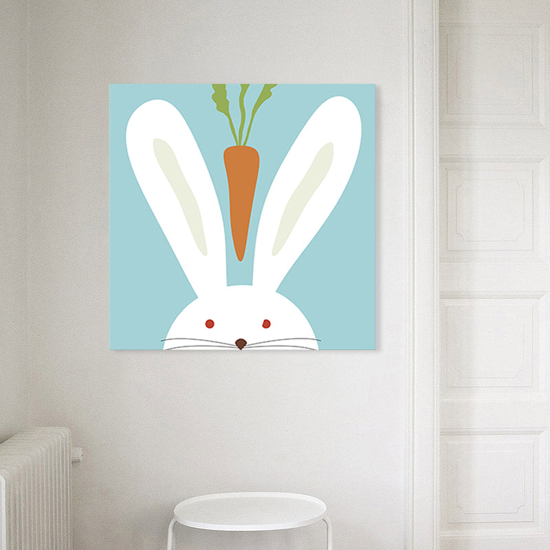 Soft Color Cartoon Canvas Print Illustration Animal and Food Wall Art for Nursery Clearhalo 'Art Gallery' 'Canvas Art' 'Kids' Arts' 1765442