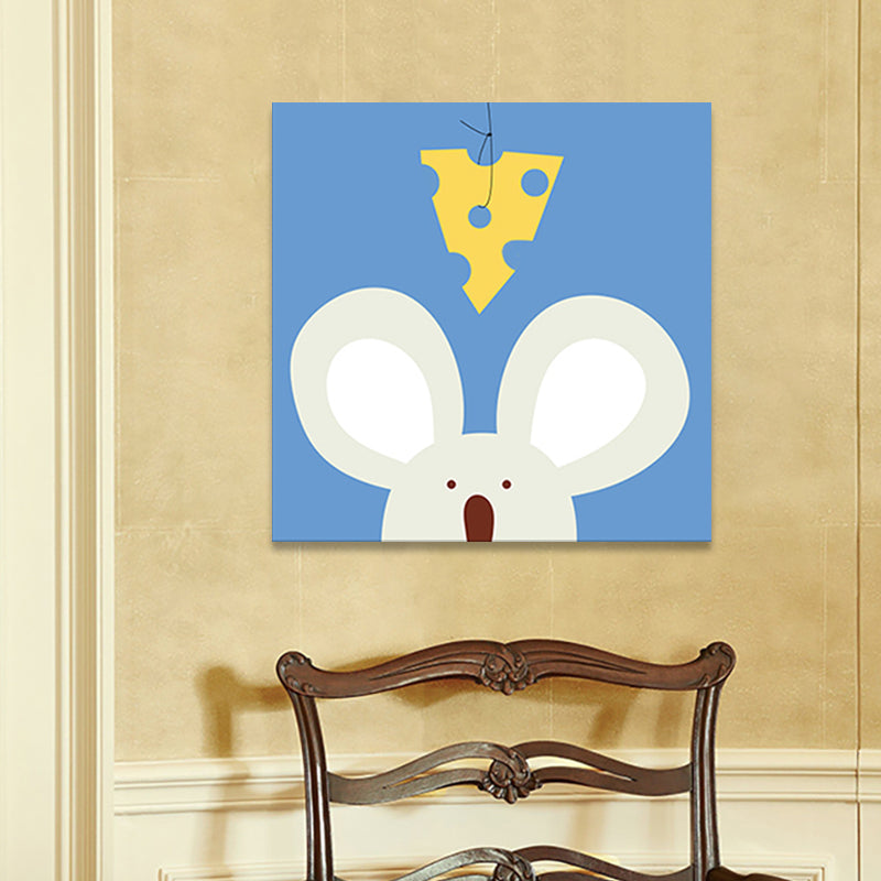 Soft Color Cartoon Canvas Print Illustration Animal and Food Wall Art for Nursery Clearhalo 'Art Gallery' 'Canvas Art' 'Kids' Arts' 1765446