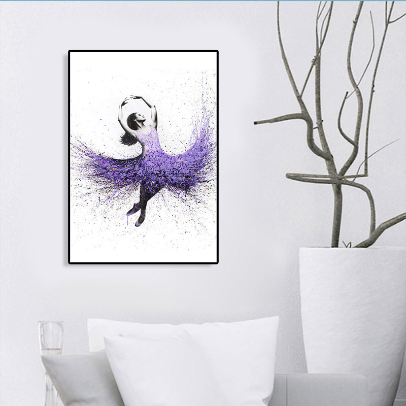 Mixed Media Dancing Girl Canvas Modern Textured Girls Bedroom Painting, Multiple Sizes Clearhalo 'Art Gallery' 'Canvas Art' 'Contemporary Art Gallery' 'Modern' Arts' 1765449