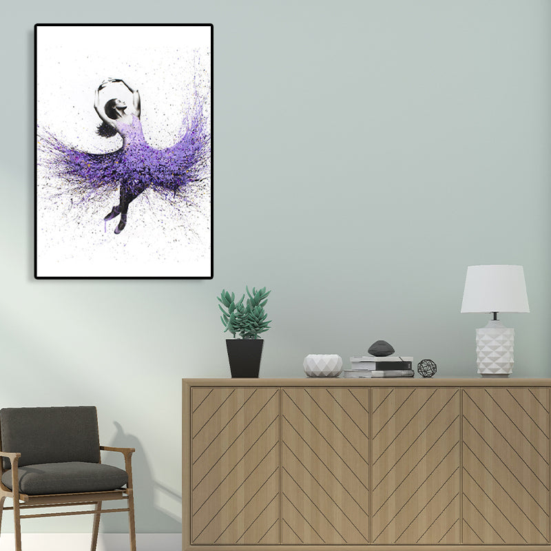 Mixed Media Dancing Girl Canvas Modern Textured Girls Bedroom Painting, Multiple Sizes Clearhalo 'Art Gallery' 'Canvas Art' 'Contemporary Art Gallery' 'Modern' Arts' 1765450