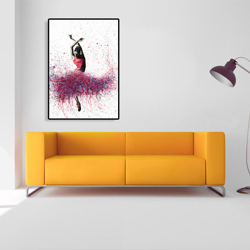 Mixed Media Dancing Girl Canvas Modern Textured Girls Bedroom Painting, Multiple Sizes Red Clearhalo 'Art Gallery' 'Canvas Art' 'Contemporary Art Gallery' 'Modern' Arts' 1765463